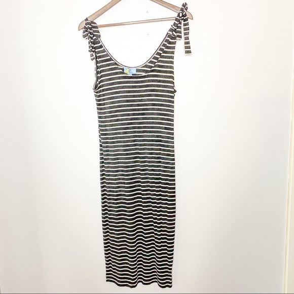 CeCe Tie Rib Knit Stripe Dress - Picture 2 of 9